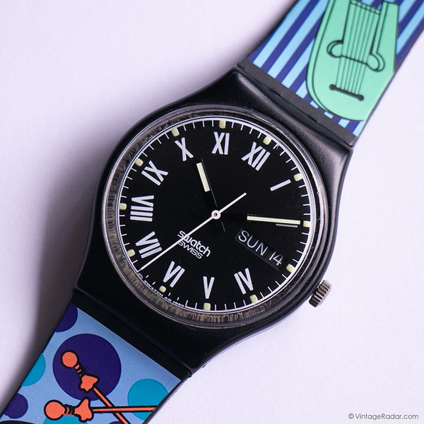 1991 Nero GB722 Swatch Uhr | Schweizer machte Tagesdatum Swatch Uhr