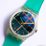 Swatch GG137 MC SQUARE Watch | Vintage Tartan Pattern Swatch Watch Gent