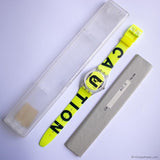 1996 Swatch CAUTION GK224 Watch | Vintage 90s Yellow Swatch Gent