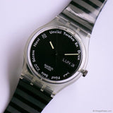 1992 Swatch GUTENBERG GK703 Watch | 90s Vintage Black Swatch Gent