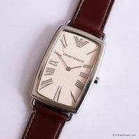 Vintage Emporio Armani Watch for Gents | Rectangular Silver-tone Watch