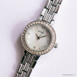 Vintage Silver-tone Sekonda Dress Watch for Ladies with White Stones
