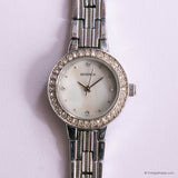 Vintage Silver-tone Sekonda Dress Watch for Ladies with White Stones