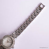 Vintage Silver-tone Sekonda Dress Watch for Ladies with White Stones