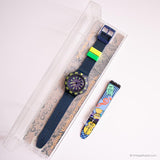 1992 Swatch SDN104 التجديف ساعة | زرقاء خمر Swatch Scuba 200