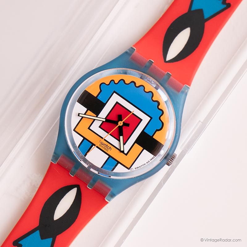 Vintage Swatch PAELLA GN129 Watch | 1993 Red Swatch Gent  display picture 1
