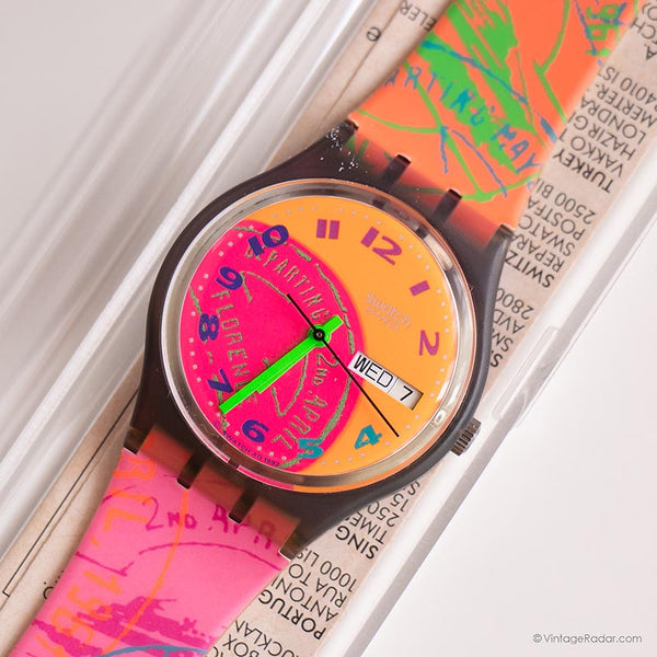 Swatch FLUO SEAL GV700 Watch with Original Box and Papers Vintage
