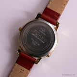 Vintage Gold-tone Acqua Indiglo Quartz Watch for Ladies Red Strap