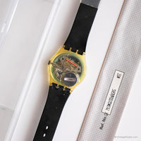 1992 swatch Gutenberg GK703 reloj | Fecha de día negro vintage de los 90 swatch