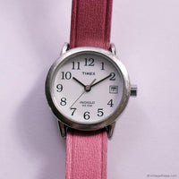 Vintage 25mm Silver-tone Timex Indiglo Ladies' Watch with Pink Strap