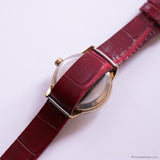 Vintage Gold-tone Timex Indiglo Ladies' Watch with Textured Red Strap