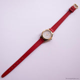 Vintage Gold-tone Timex Easy Reader Watch for Women with Red Strap