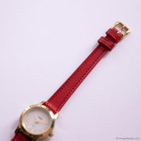 Vintage Gold-tone Timex Easy Reader Watch for Women with Red Strap