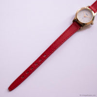 Vintage Gold-tone Timex Easy Reader Watch for Women with Red Strap