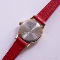 Vintage Gold-tone Timex Easy Reader Watch for Women with Red Strap