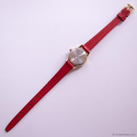 Vintage Gold-tone Timex Easy Reader Watch for Women with Red Strap