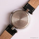 Vintage Black-Dial Timex Ladies Watch with Black Leather Strap