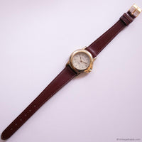 Vintage Gold-tone Carriage Indiglo Watch for Ladies with Brown Strap