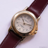 Vintage Gold-tone Carriage Indiglo Watch for Ladies with Brown Strap