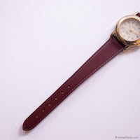 Vintage Gold-tone Carriage Indiglo Watch for Ladies with Brown Strap