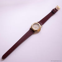 Vintage Gold-tone Carriage Indiglo Watch for Ladies with Brown Strap