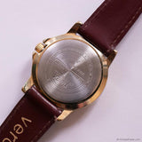 Vintage Gold-tone Carriage Indiglo Watch for Ladies with Brown Strap