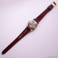 Vintage Gold-tone Carriage Indiglo Watch for Ladies with Brown Strap