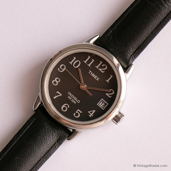 قرص أسود Timex ساعة إنديجلو للتاريخ للنساء | كلاسيكي Timex كوارتز