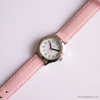 Sily-tone vintage Timex montre Pour les dames avec une sangle en cuir rose