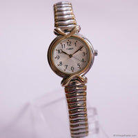 Vintage 25mm Two-Tone Timex Ladies Watch | Tiny Quartz Wristwatch