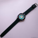 Vintage 38mm Blue-Dial Volcano Watch with Navy Leather Strap Unisex