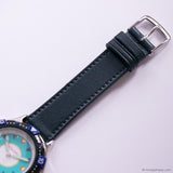 Vintage 38mm Blue-Dial Volcano Watch with Navy Leather Strap Unisex