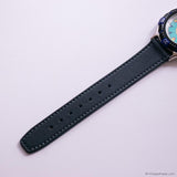 Vintage 38mm Blue-Dial Volcano Watch with Navy Leather Strap Unisex