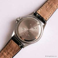 خمر كلاسيكي Timex ساعة كوارتز نسائية بسوار جلدي أسود