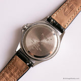 Vintage classique Timex Quartz montre Pour les femmes avec une sangle en cuir noir