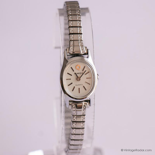Tiny Oval Timex Q Watch for Women | Vintage Silver-tone Watch for Her