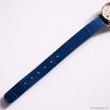 Vintage Gold-tone Moonphase Timex Watch for Women Blue Leather Strap