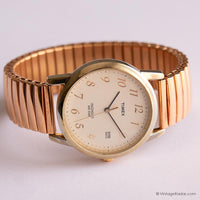 Vintage Gold-Ton Timex Indiglo -Datum Uhr mit goldenem Armband