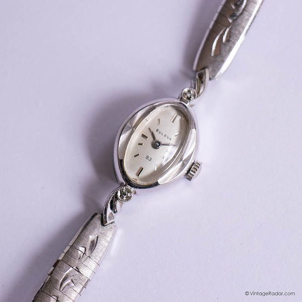 Vintage 1960s Silver-tone Bulova Cocktail Watch for Ladies 10K Gold Plated