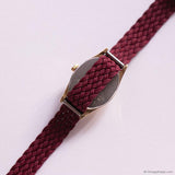 Tiny Vintage Pulsar Women's Watch with Gold-tone Case & Burgundy Strap