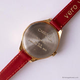 Vintage Gold-Tone-Wagen von Timex Uhr Für Damen mit rotem Gurt