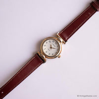 Cuarzo de carro vintage reloj Para mujeres con correa de Borgoña