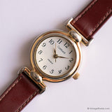 Vintage Carriage Indiglo Quartz Watch for Women with Burgundy Strap