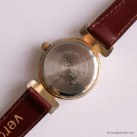 Vintage Carriage Indiglo Quartz Watch for Women with Burgundy Strap