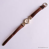 Vintage Oval Carriage Ladies Wristwatch with Brown Leather Strap