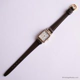 Vintage -rechteckige Wagen Uhr Für Damen mit dunkelbraunem Riemen