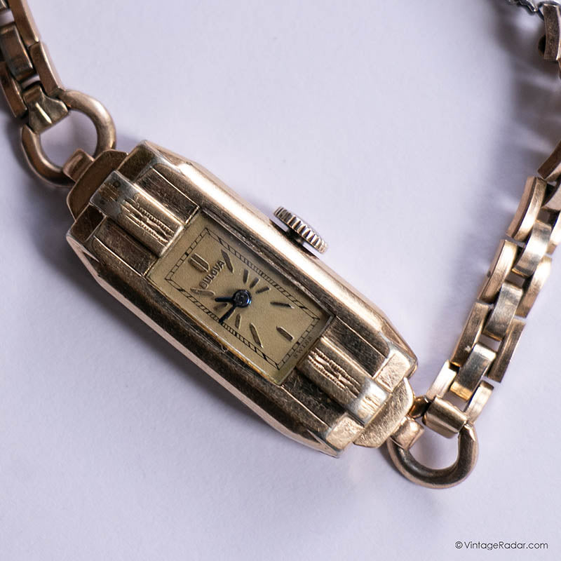 RARE 1930s Art Deco Bulova Tank Watch for Ladies 10K Rolled Gold