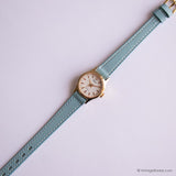 Tono de oro vintage Timex Señoras reloj con correa azul claro