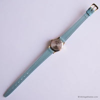Vintage Gold-tone Timex Ladies Watch with Light Blue Strap
