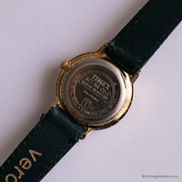 90s Timex Cuarzo reloj Para ella con correa de la marina y estuche dorado